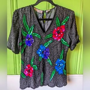 Vintage Sequined top blouse t shirt